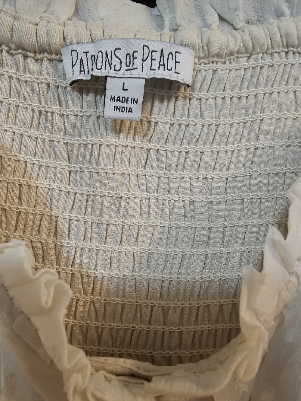 Patrons of Peace Cream Swiss Dot Maxi Dress Spaghetti Straps Size L - Picture 2 of 6